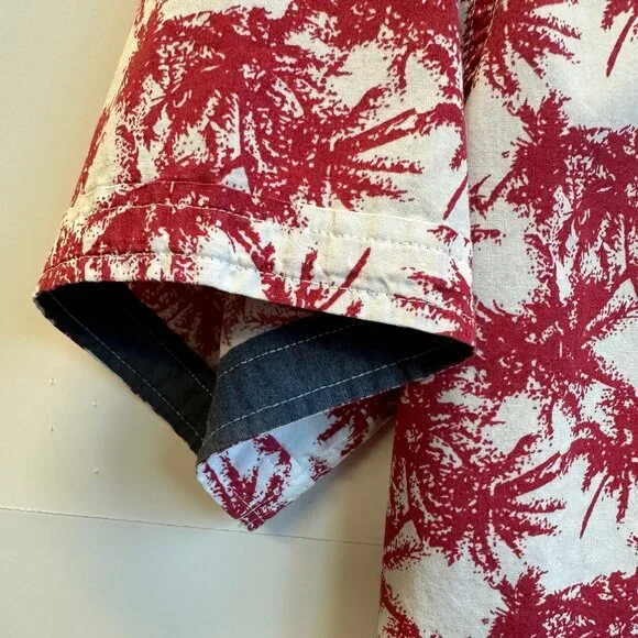 Vintage Jam Session Palm Tree Button Shirt Red White Y2K Surf Casual M - Picture 5 of 9